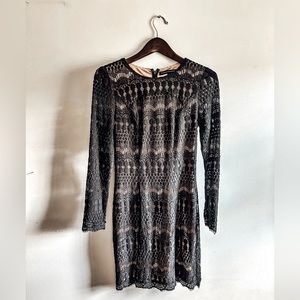 Chic Lace Black & Nude Dress Size 6